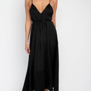 RESA Hannah Midi Slip Dress NWT Size Large BLACK Open Bank